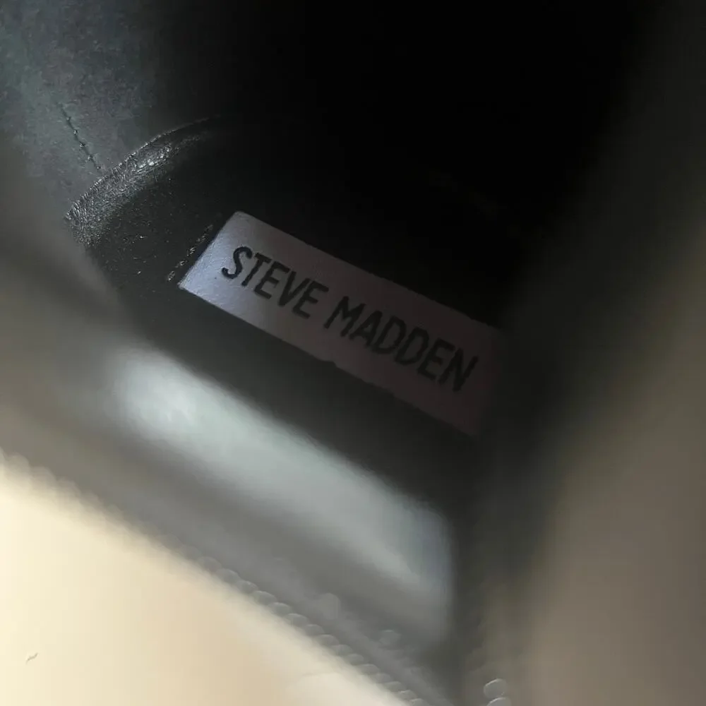 Steve Madden Larz Over The Knee Black Faux Leather Boots Size 5.5M
